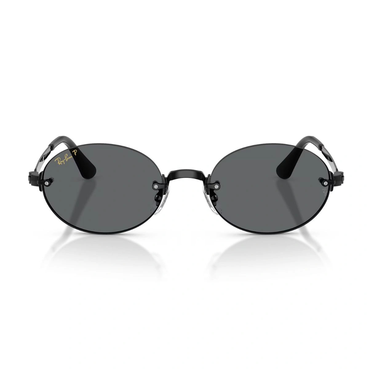 Ray-Ban RB3929 black rimless polarized oval sunglasses