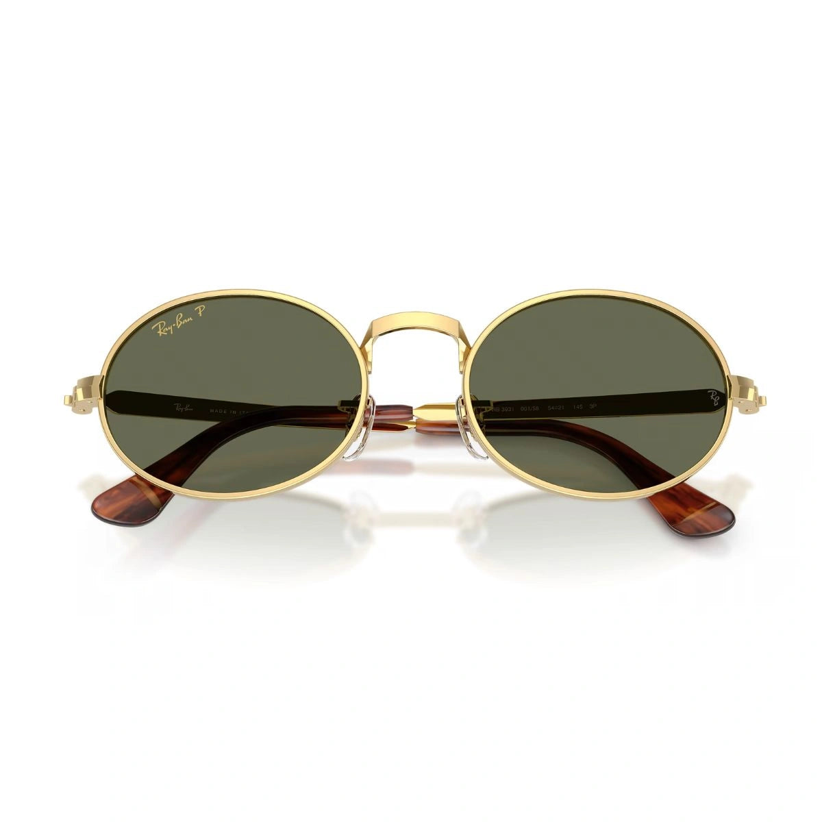 Stylish Ray-Ban RB3931 unisex oval sunglasses with gold frame and AWGE logo