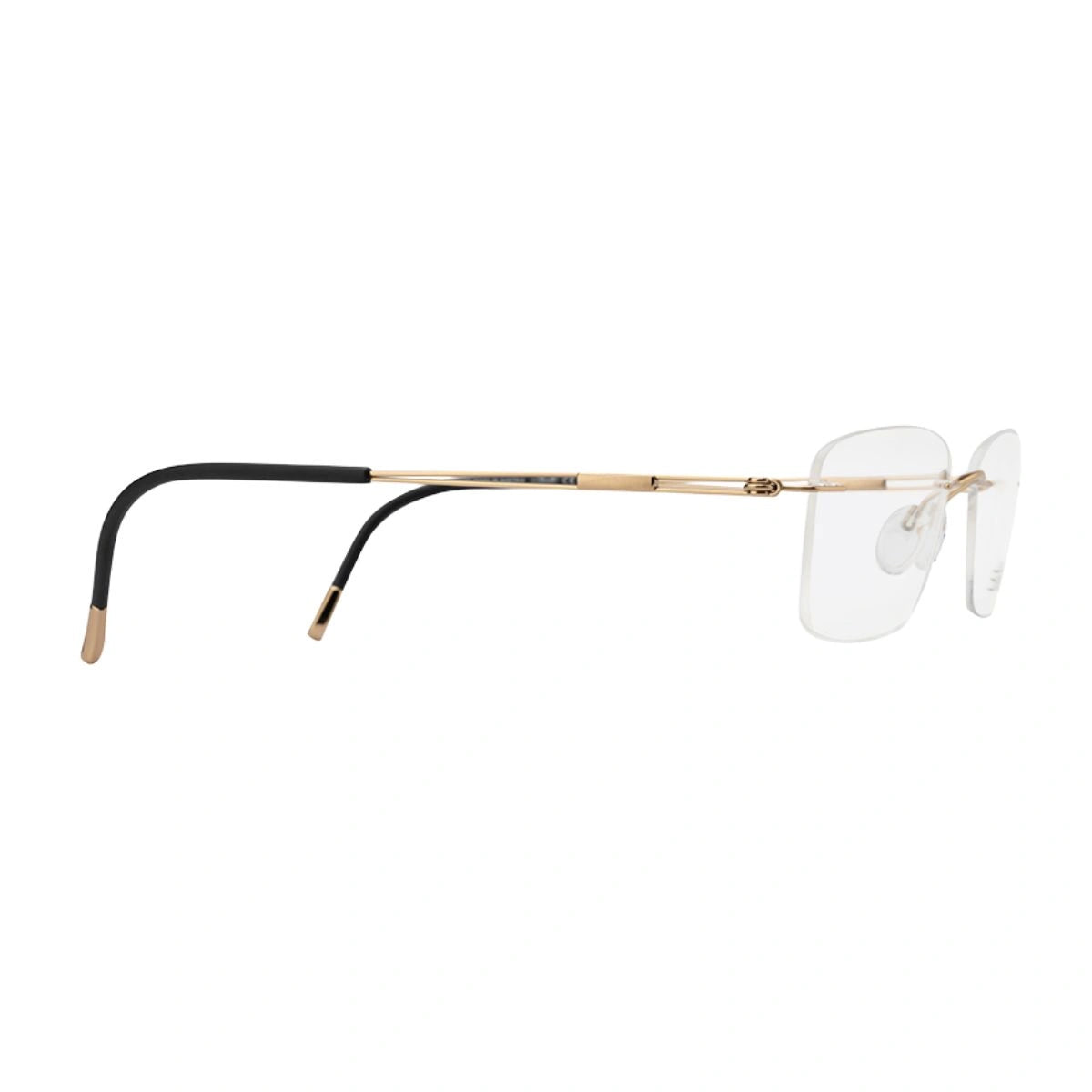Shop Silhouette 5521 AV 7530 titanium spectacles with gold logo temple tips