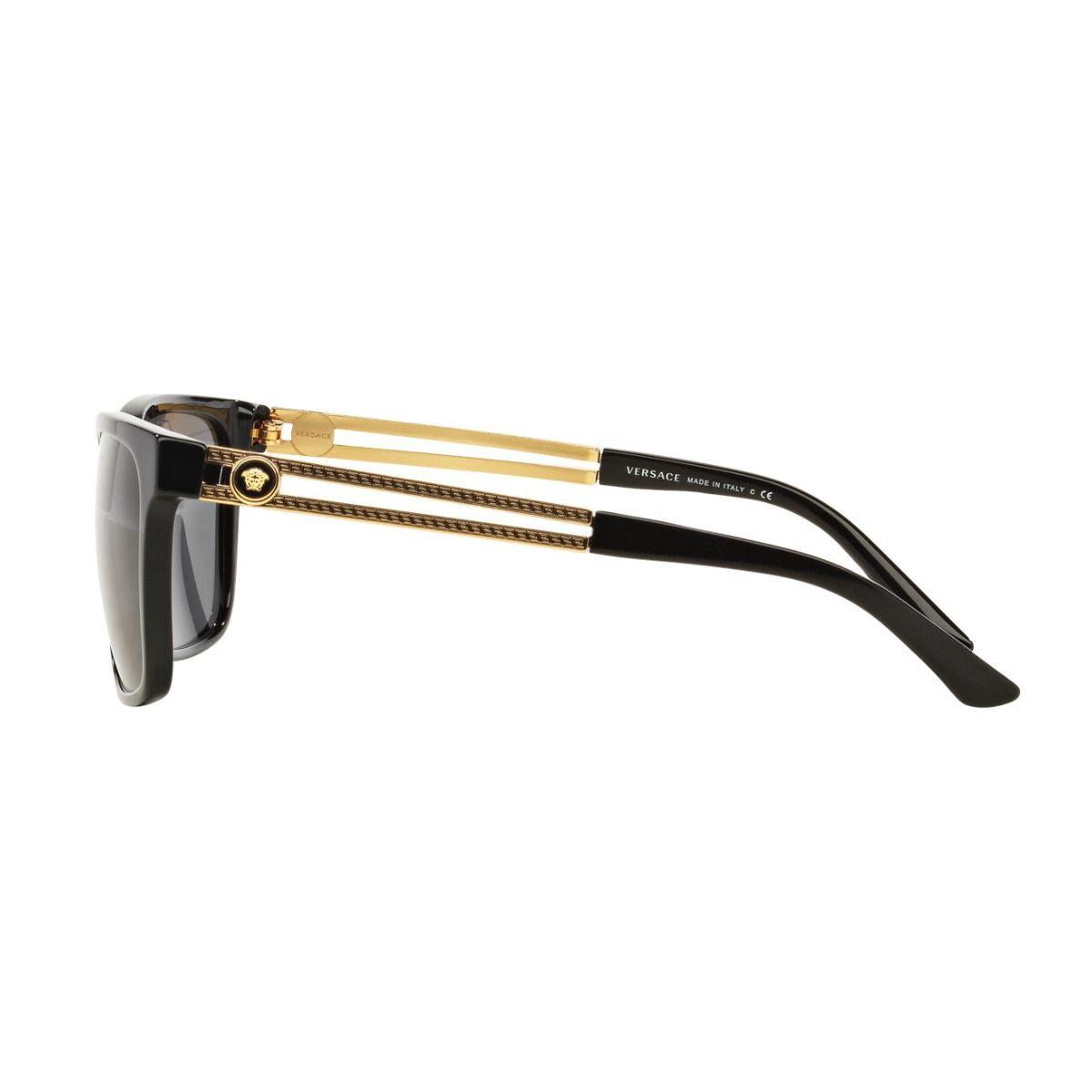 "Stylish black and gold Versace 4307 GB1/87 sunglasses for men and women at Optorium. Shop now for the perfect accessory!"