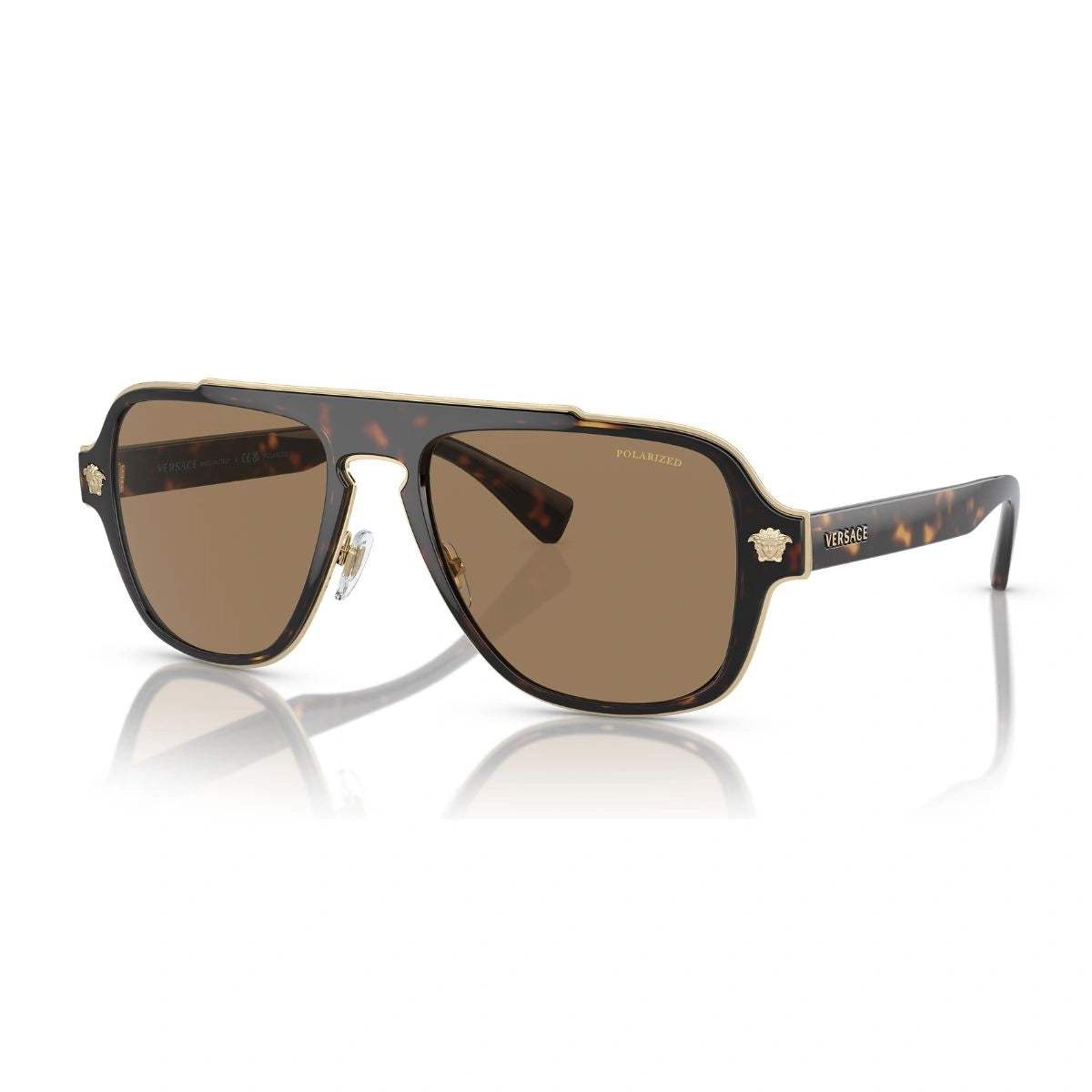 Versace MOD.2199 luxury polarized sunglasses with gold metal front and brown lenses