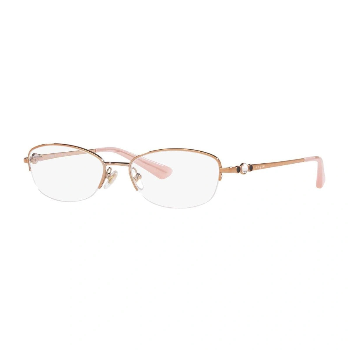 Vogue women's prescription glasses in rose gold half-rim design at Optorium