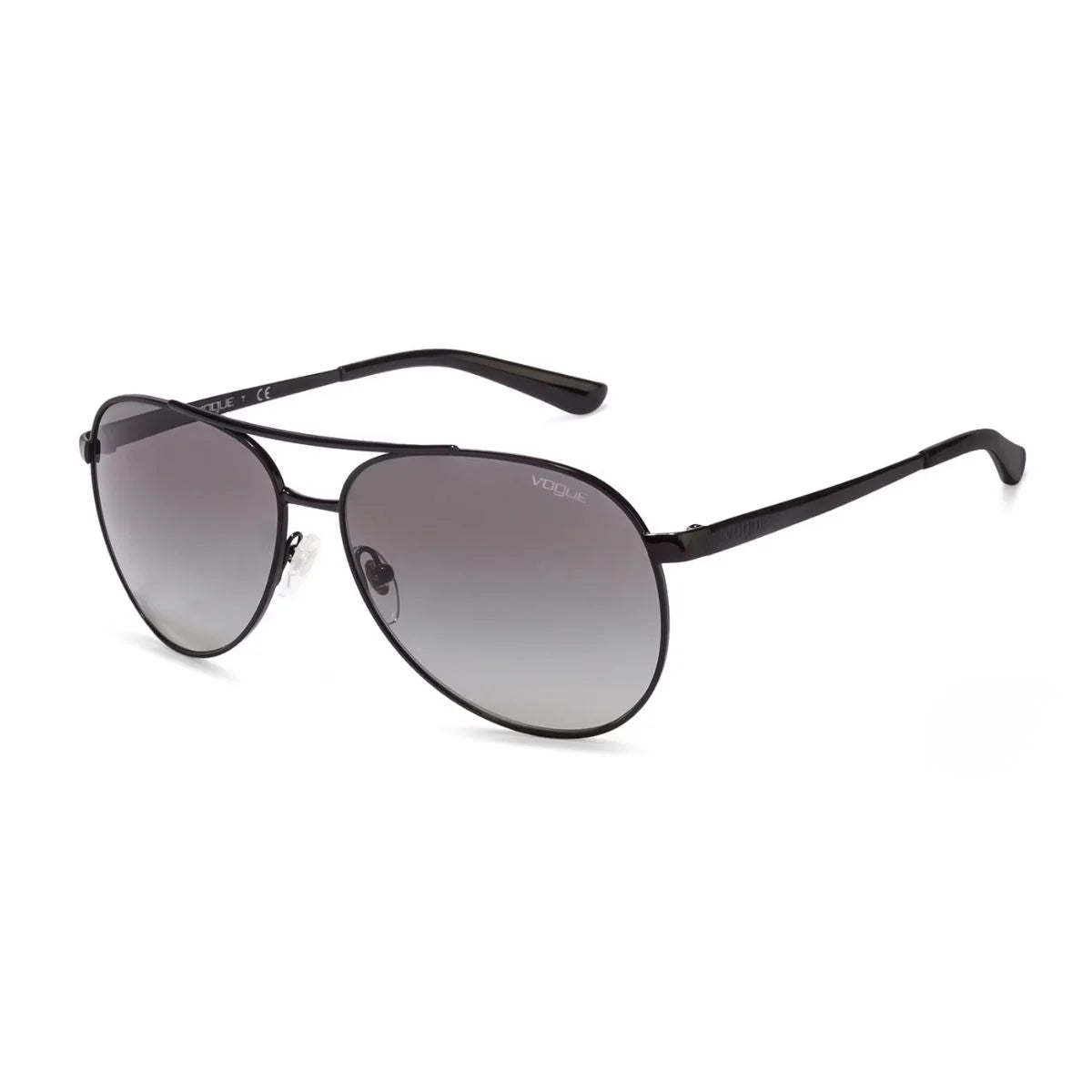 Premium Vogue black aviator sunglasses with grey gradient lenses and UV protection