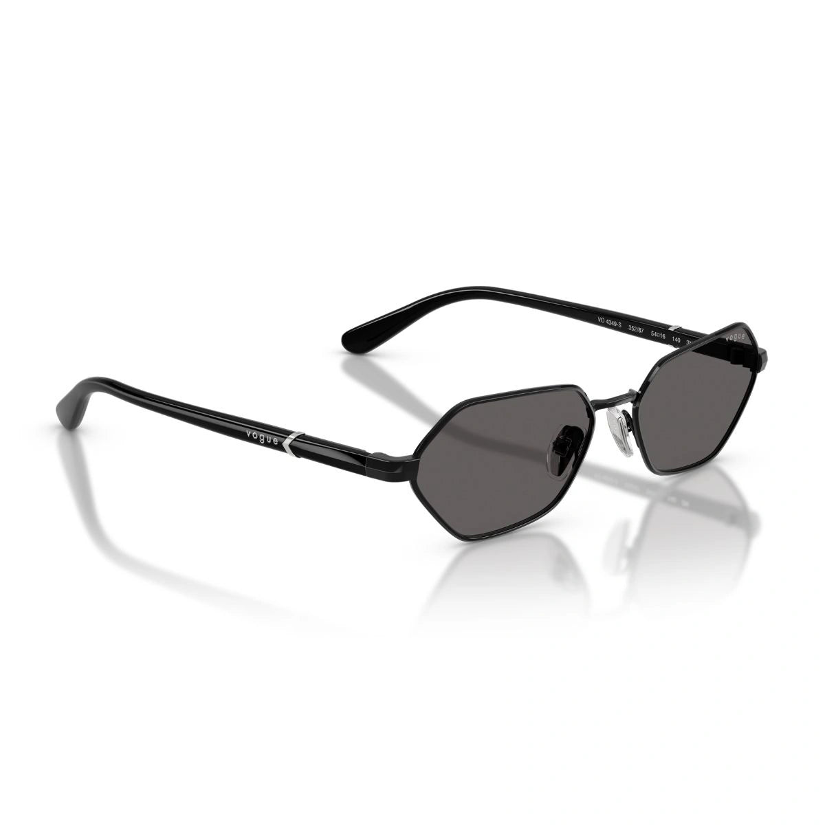 Luxury Vogue women's black metal sunglasses with grey UV protection