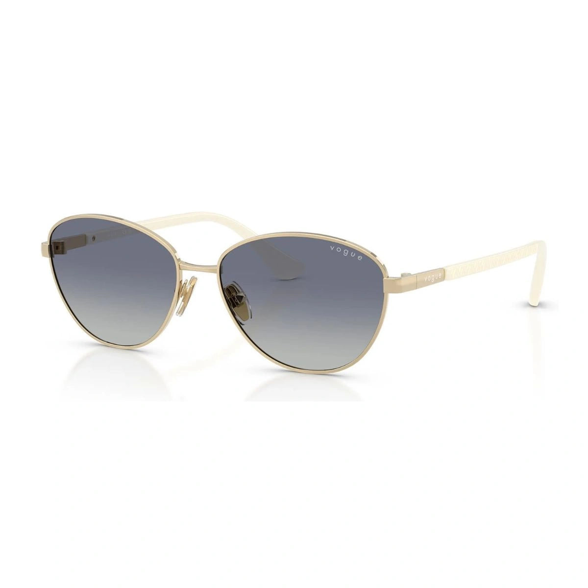 Luxury Vogue gold frame women's sunglasses with white acetate temples