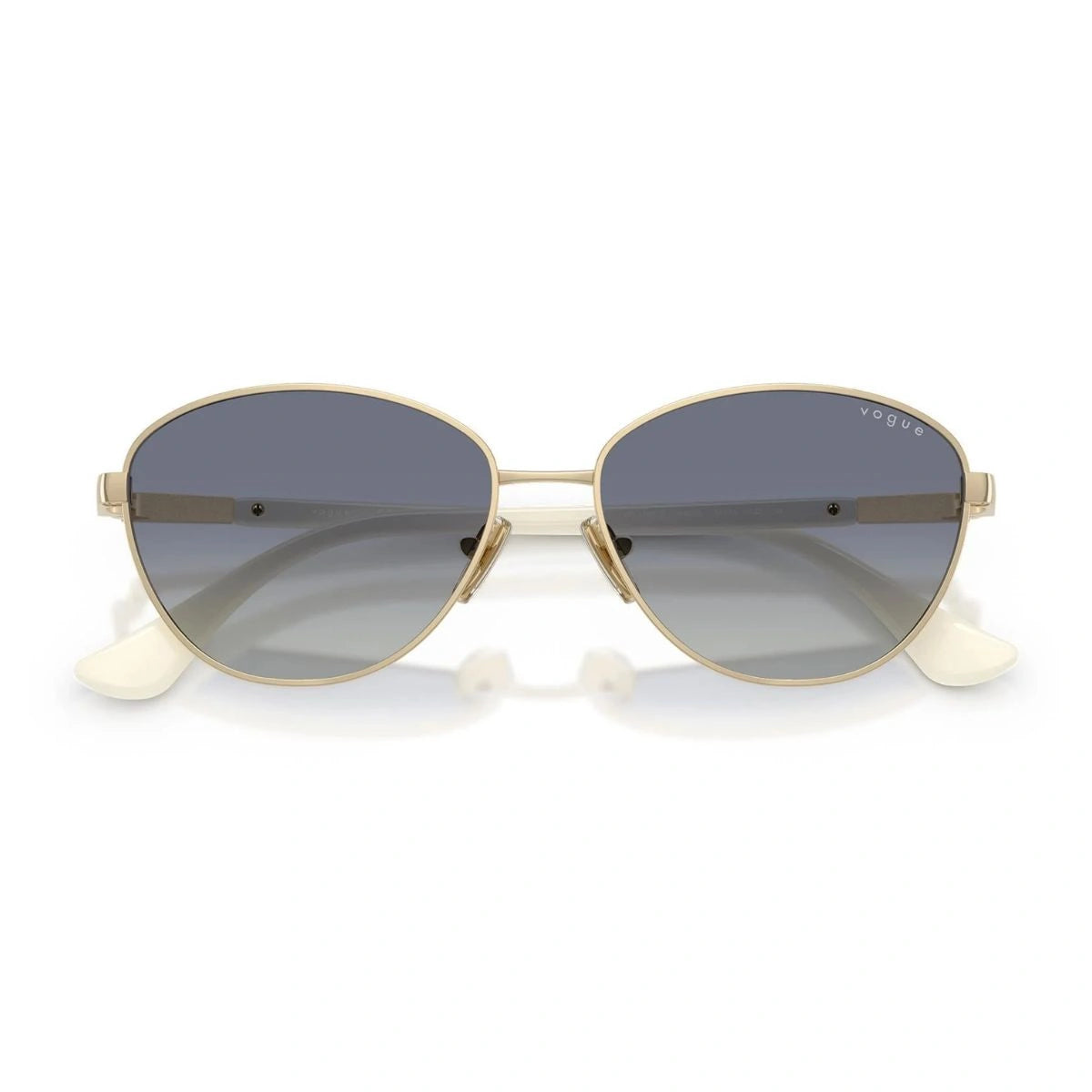 Gold Vogue women's UV protection sunglasses with white acetate temples