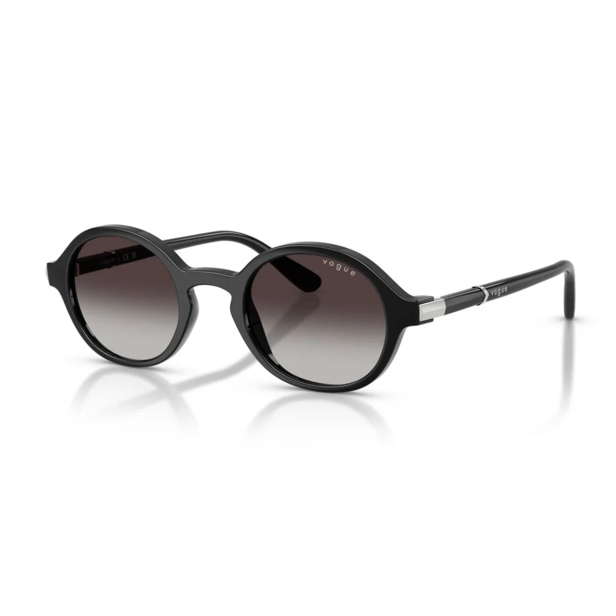 Vogue VO 5692S W44/8G black round sunglasses with grey gradient lenses