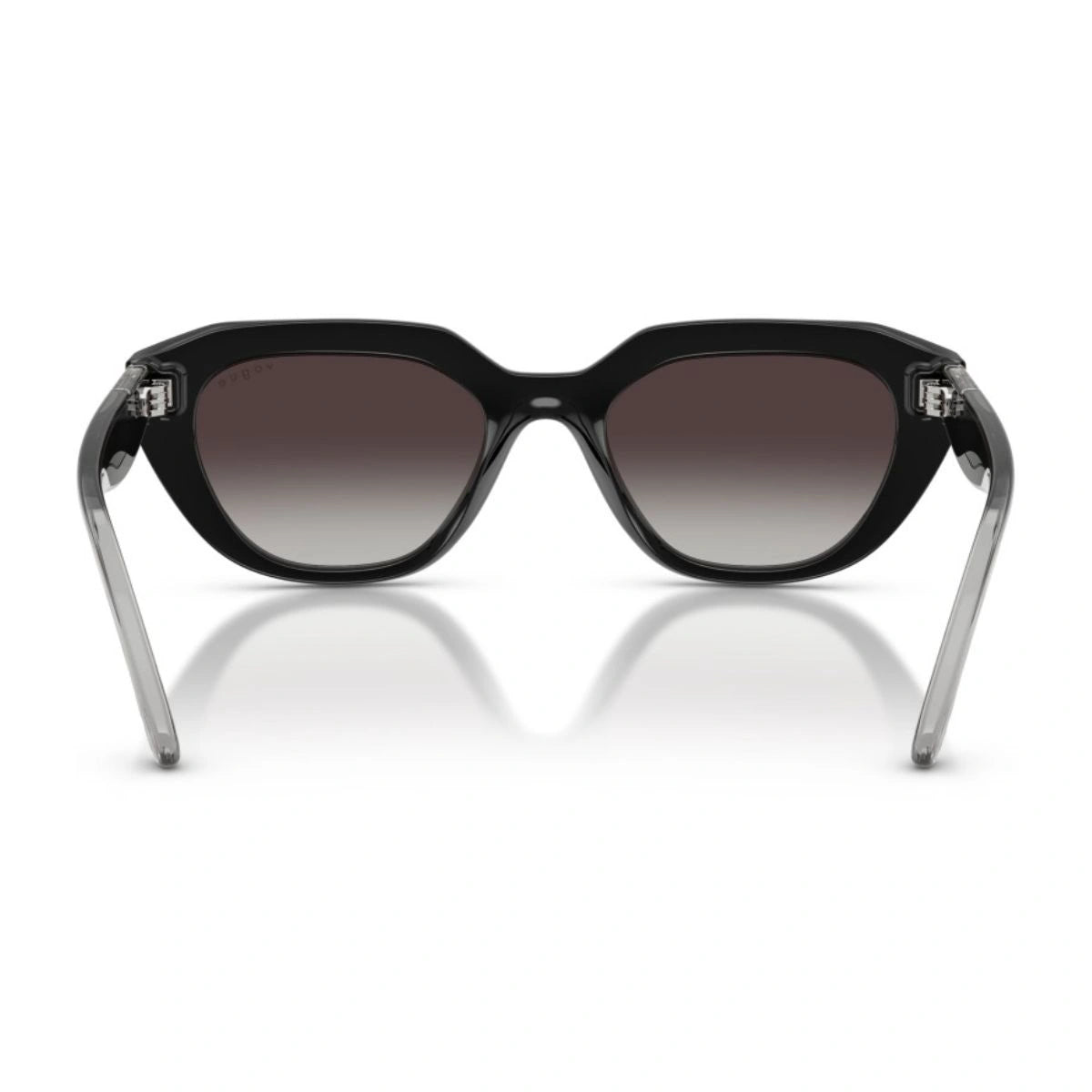 Stylish Vogue cat eye sunglasses with black frame and metal logo temple accents